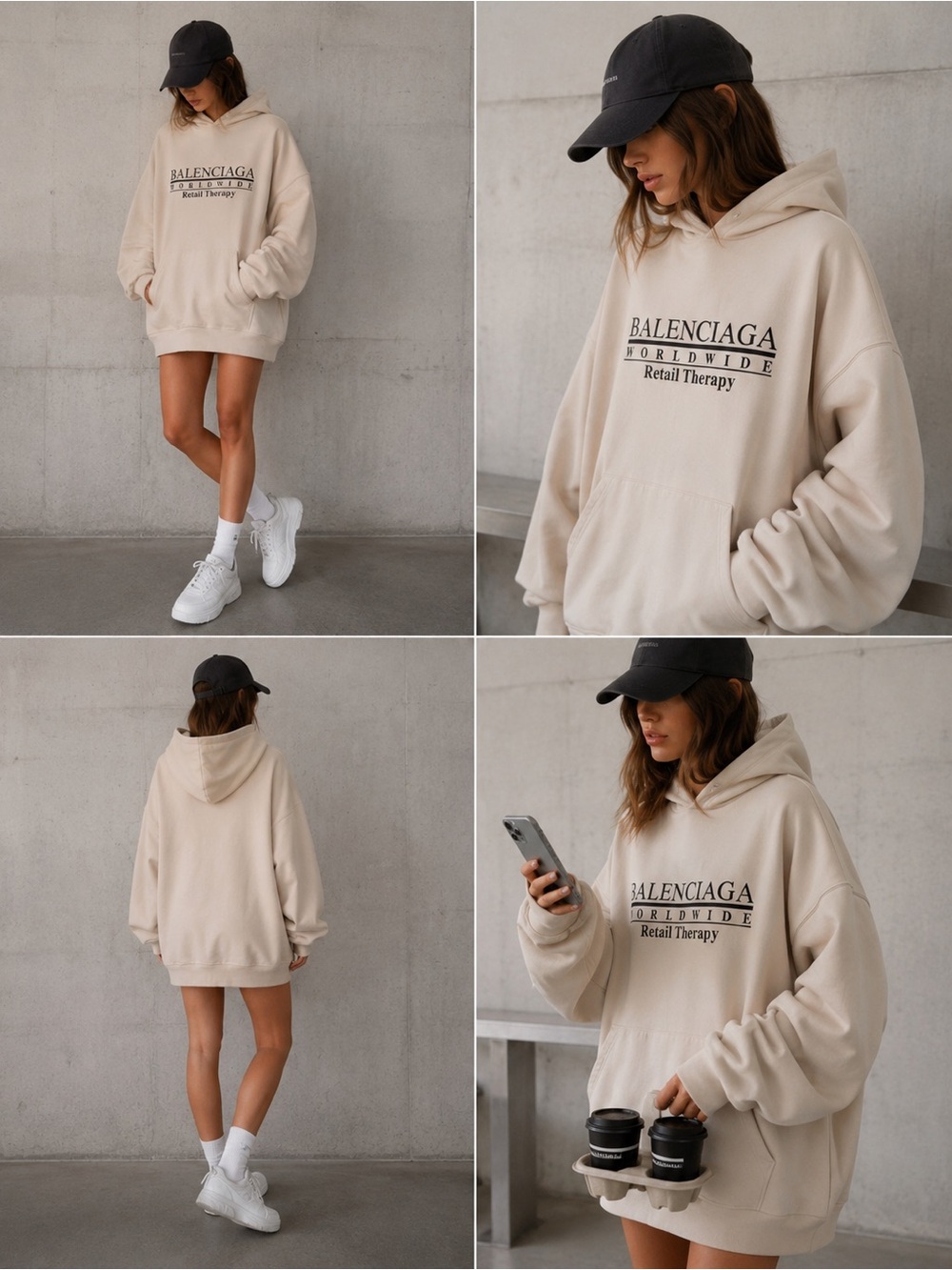 Authentic Balenciaga Cream Oversized Hoodie Size 4